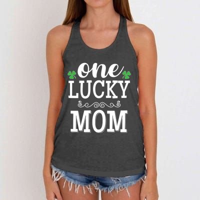 One Lucky Mom St Patrick's Themed Mummy Gift Women's Knotted Racerback Tank