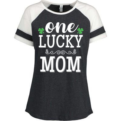 One Lucky Mom St Patrick's Themed Mummy Gift Enza Ladies Jersey Colorblock Tee