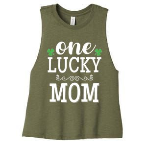 One Lucky Mom St Patrick's Themed Mummy Gift Women's Racerback Cropped Tank