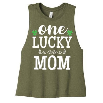 One Lucky Mom St Patrick's Themed Mummy Gift Women's Racerback Cropped Tank