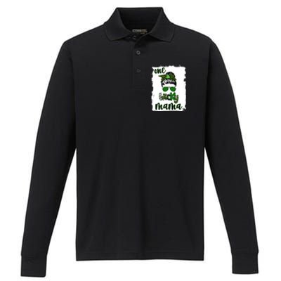 One Lucky Mama Performance Long Sleeve Polo