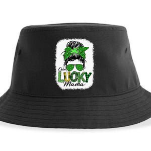 One Lucky Mama Cute Messy Bun St Patricks Day Sustainable Bucket Hat