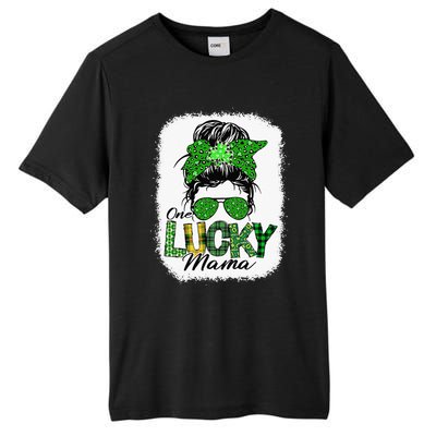 One Lucky Mama Cute Messy Bun St Patricks Day Tall Fusion ChromaSoft Performance T-Shirt