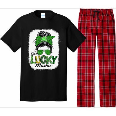 One Lucky Mama Cute Messy Bun St Patricks Day Pajama Set