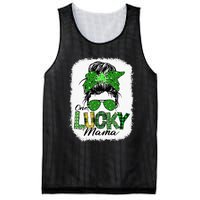 One Lucky Mama Cute Messy Bun St Patricks Day Mesh Reversible Basketball Jersey Tank