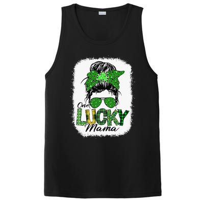 One Lucky Mama Cute Messy Bun St Patricks Day PosiCharge Competitor Tank