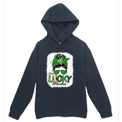 One Lucky Mama Cute Messy Bun St Patricks Day Urban Pullover Hoodie