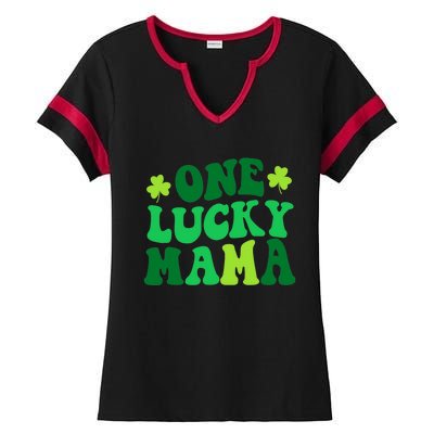 One Lucky Mama Retro Vintage St Patrick's Day Clothes Ladies Halftime Notch Neck Tee