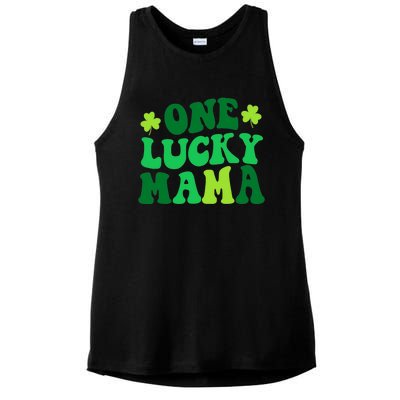 One Lucky Mama Retro Vintage St Patrick's Day Clothes Ladies PosiCharge Tri-Blend Wicking Tank