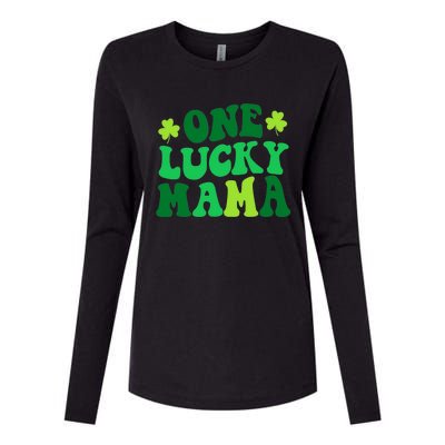 One Lucky Mama Retro Vintage St Patrick's Day Clothes Womens Cotton Relaxed Long Sleeve T-Shirt