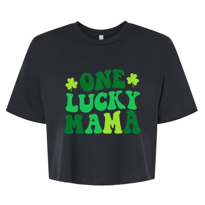 One Lucky Mama Retro Vintage St Patrick's Day Clothes Bella+Canvas Jersey Crop Tee