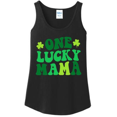 One Lucky Mama Retro Vintage St Patrick's Day Clothes Ladies Essential Tank