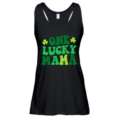 One Lucky Mama Retro Vintage St Patrick's Day Clothes Ladies Essential Flowy Tank