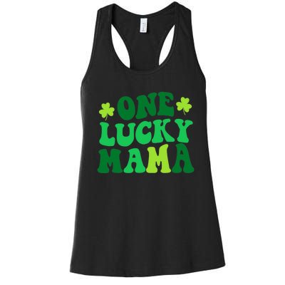 One Lucky Mama Retro Vintage St Patrick's Day Clothes Women's Racerback Tank