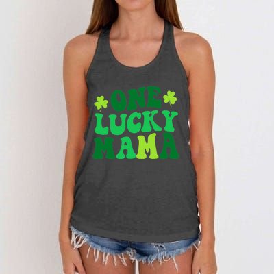 One Lucky Mama Retro Vintage St Patrick's Day Clothes Women's Knotted Racerback Tank