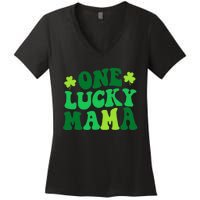 One Lucky Mama Retro Vintage St Patrick's Day Clothes Women's V-Neck T-Shirt