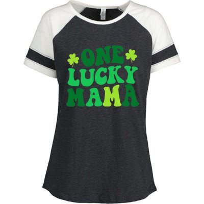 One Lucky Mama Retro Vintage St Patrick's Day Clothes Enza Ladies Jersey Colorblock Tee