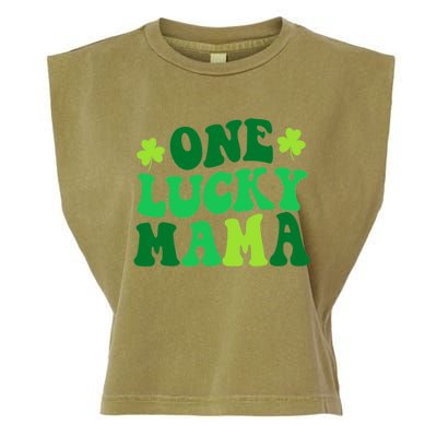 One Lucky Mama Retro Vintage St Patrick's Day Clothes Garment-Dyed Women's Muscle Tee