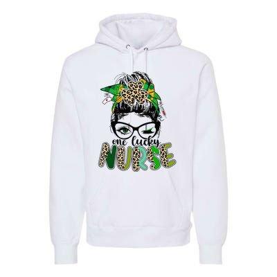 One Lucky Nurse Messy Bun Saint Patrick's Day Irish Premium Hoodie