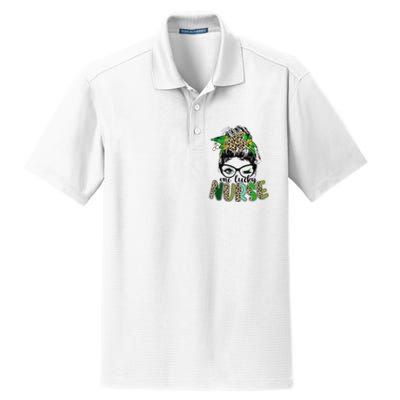 One Lucky Nurse Messy Bun Saint Patrick's Day Irish Dry Zone Grid Polo