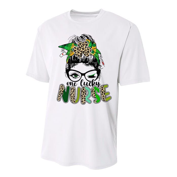 One Lucky Nurse Messy Bun Saint Patrick's Day Irish Performance Sprint T-Shirt