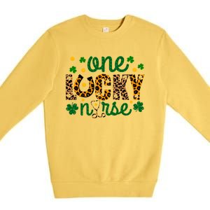 One Lucky Nurse Funny St Patricks Day Irish Nurses Shamrock Gift Premium Crewneck Sweatshirt