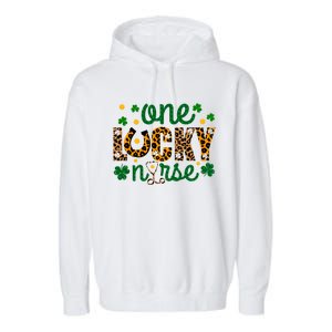 One Lucky Nurse Funny St Patricks Day Irish Nurses Shamrock Gift Garment-Dyed Fleece Hoodie