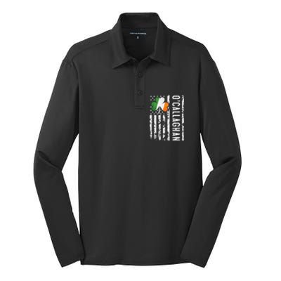 O'Callaghan Last Name Irish Pride Flag St Patrick's Day Silk Touch Performance Long Sleeve Polo