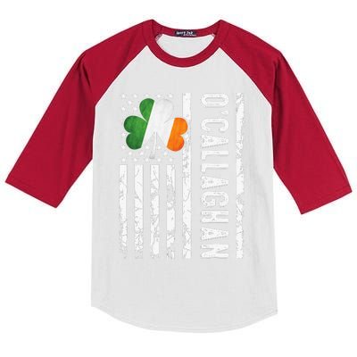 O'Callaghan Last Name Irish Pride Flag USA St Patrick's Day Kids Colorblock Raglan Jersey