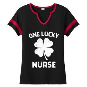 One Lucky Nurse St Patricks Day Green Shamrock Leaf Ladies Halftime Notch Neck Tee