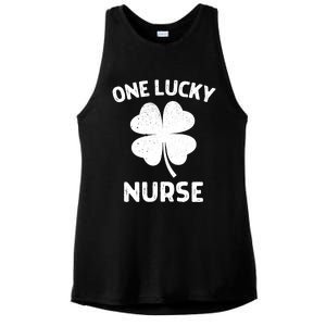 One Lucky Nurse St Patricks Day Green Shamrock Leaf Ladies PosiCharge Tri-Blend Wicking Tank