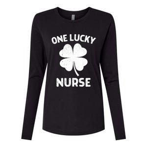 One Lucky Nurse St Patricks Day Green Shamrock Leaf Womens Cotton Relaxed Long Sleeve T-Shirt