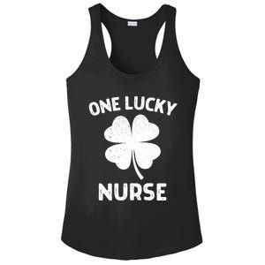 One Lucky Nurse St Patricks Day Green Shamrock Leaf Ladies PosiCharge Competitor Racerback Tank