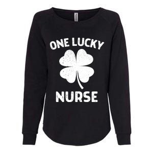 One Lucky Nurse St Patricks Day Green Shamrock Leaf Womens California Wash Sweatshirt