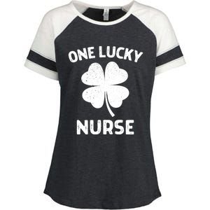 One Lucky Nurse St Patricks Day Green Shamrock Leaf Enza Ladies Jersey Colorblock Tee