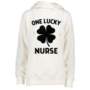 One Lucky Nurse St Patricks Day Green Shamrock Leaf Womens Funnel Neck Pullover Hood