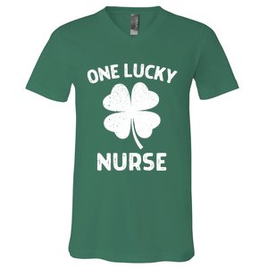 One Lucky Nurse St Patricks Day Green Shamrock Leaf V-Neck T-Shirt