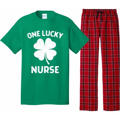 One Lucky Nurse St Patricks Day Green Shamrock Leaf Pajama Set