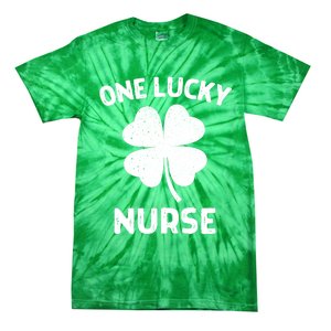 One Lucky Nurse St Patricks Day Green Shamrock Leaf Tie-Dye T-Shirt