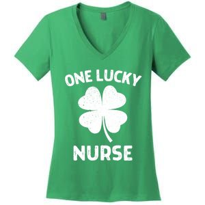 One Lucky Nurse St Patricks Day Green Shamrock Leaf Women's V-Neck T-Shirt