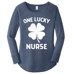 One Lucky Nurse St Patricks Day Green Shamrock Leaf Women's Perfect Tri Tunic Long Sleeve Shirt