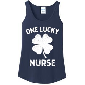 One Lucky Nurse St Patricks Day Green Shamrock Leaf Ladies Essential Tank