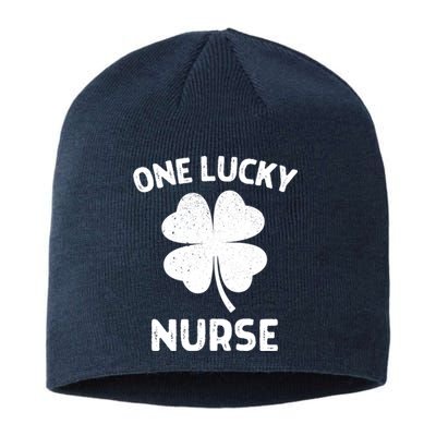 One Lucky Nurse St Patricks Day Green Shamrock Leaf Sustainable Beanie