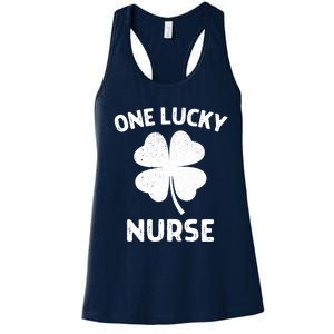 One Lucky Nurse St Patricks Day Green Shamrock Leaf Women's Racerback Tank