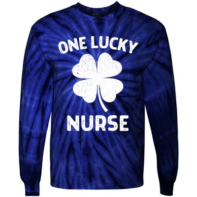 One Lucky Nurse St Patricks Day Green Shamrock Leaf Tie-Dye Long Sleeve Shirt