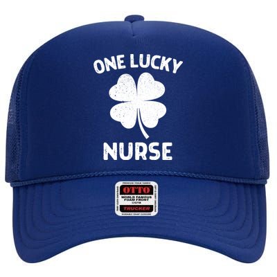 One Lucky Nurse St Patricks Day Green Shamrock Leaf High Crown Mesh Back Trucker Hat