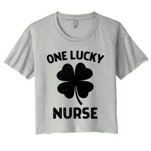 One Lucky Nurse St Patricks Day Green Shamrock Leaf Women's Crop Top Tee