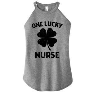 One Lucky Nurse St Patricks Day Green Shamrock Leaf Women's Perfect Tri Rocker Tank