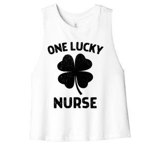 One Lucky Nurse St Patricks Day Green Shamrock Leaf Women's Racerback Cropped Tank