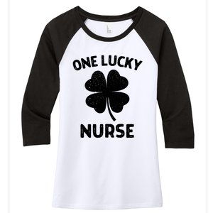 One Lucky Nurse St Patricks Day Green Shamrock Leaf Women's Tri-Blend 3/4-Sleeve Raglan Shirt